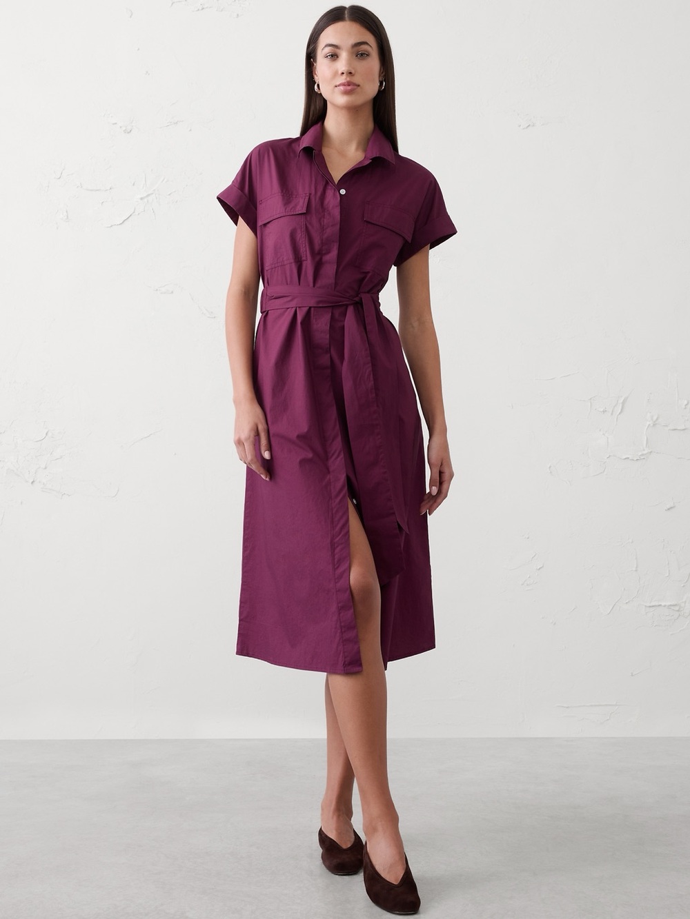 NWT! BANANA REPUBLIC POPLIN UTILITY MIDI SHIRTDRESS - SMALL 🫙